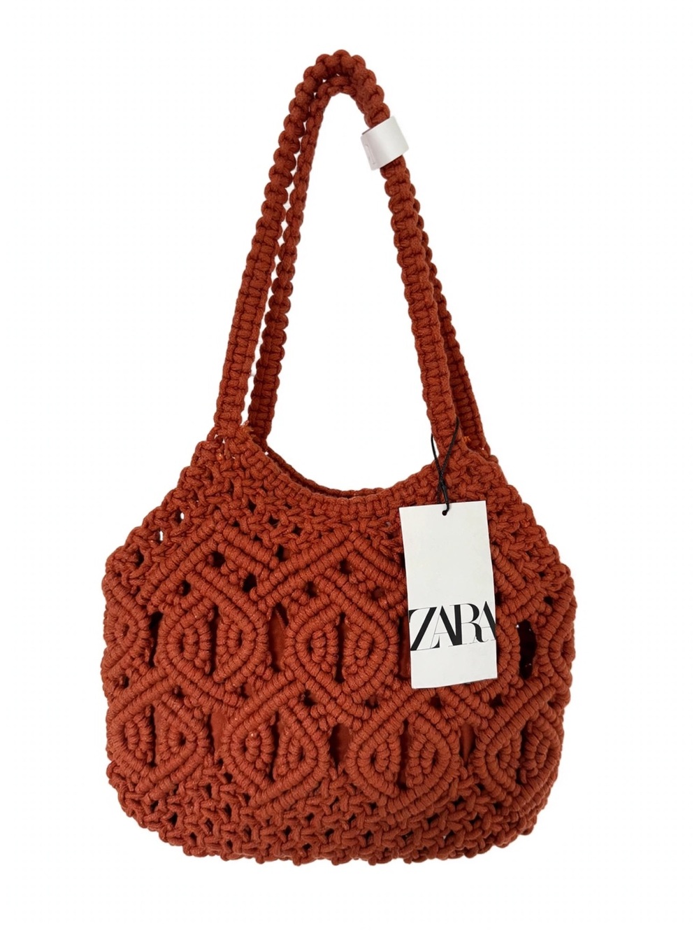 ZARA Orange Macramé Shoulder Bag NWT New With Tags Boho Summer